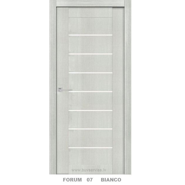 FORUM 07 Ekofinierētas durvis 60x200x3.4 cm (ar kārbu 65x203) ar stiklu(Bianco)